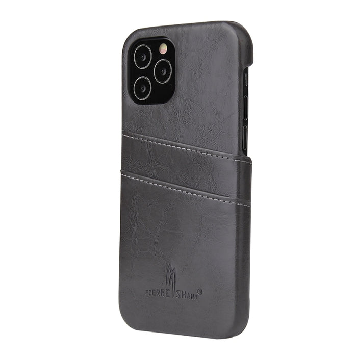 Funda de cuero PU con textura de cera de aceite retro Fierre Shann con ranuras para tarjetas, For iPhone 12 Pro Max, For iPhone 12 / 12 Pro, For iPhone 12 mini