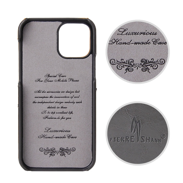 Funda de cuero PU con textura de cera de aceite retro Fierre Shann con ranuras para tarjetas, For iPhone 12 Pro Max, For iPhone 12 / 12 Pro, For iPhone 12 mini