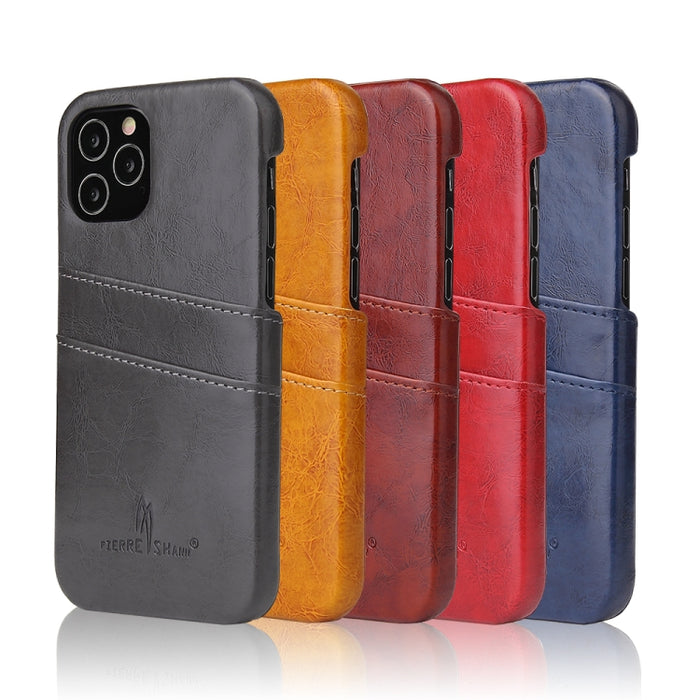 Funda de cuero PU con textura de cera de aceite retro Fierre Shann con ranuras para tarjetas, For iPhone 12 Pro Max, For iPhone 12 / 12 Pro, For iPhone 12 mini