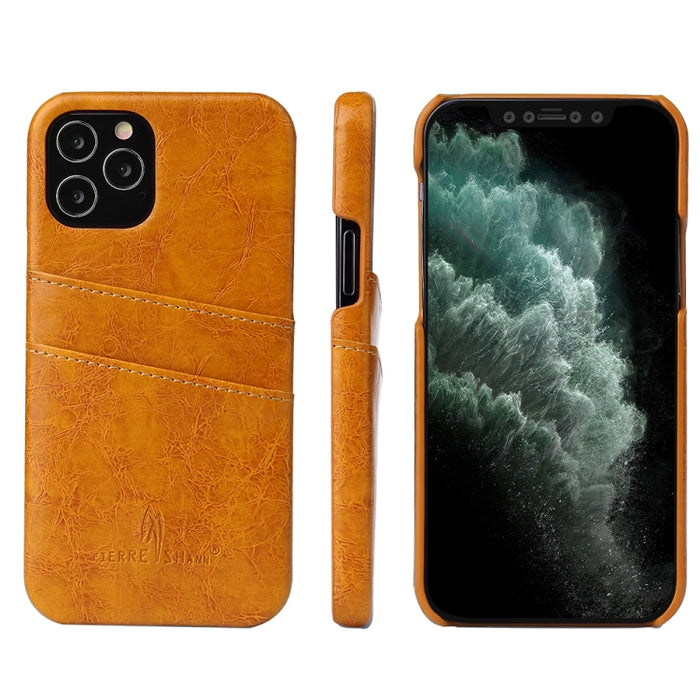 Funda de cuero PU con textura de cera de aceite retro Fierre Shann con ranuras para tarjetas, For iPhone 12 Pro Max, For iPhone 12 / 12 Pro, For iPhone 12 mini