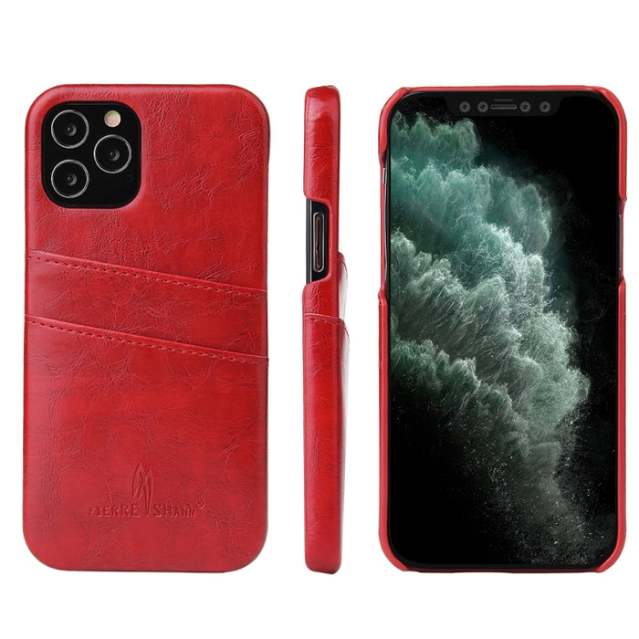 Funda de cuero PU con textura de cera de aceite retro Fierre Shann con ranuras para tarjetas, For iPhone 12 Pro Max, For iPhone 12 / 12 Pro, For iPhone 12 mini
