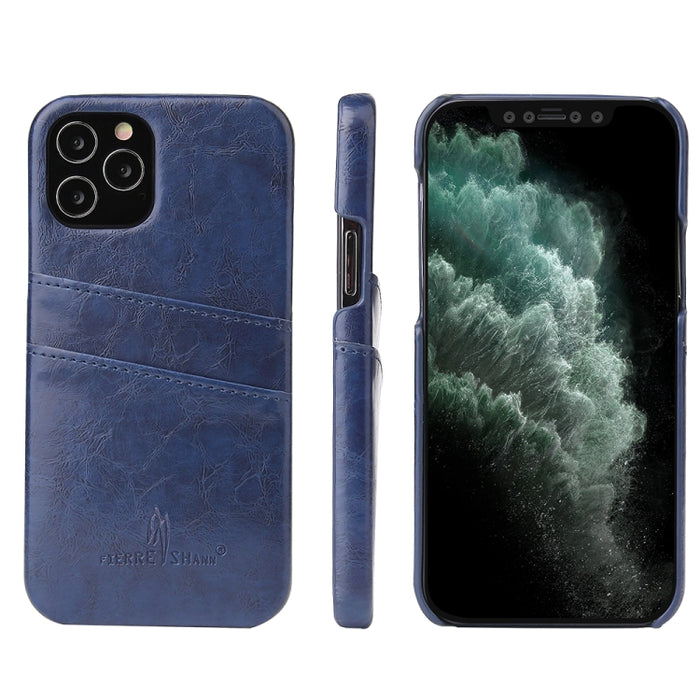 Funda de cuero PU con textura de cera de aceite retro Fierre Shann con ranuras para tarjetas, For iPhone 12 Pro Max, For iPhone 12 / 12 Pro, For iPhone 12 mini