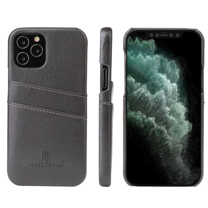 Funda de cuero PU con textura de cera de aceite retro Fierre Shann con ranuras para tarjetas, For iPhone 12 Pro Max, For iPhone 12 / 12 Pro, For iPhone 12 mini
