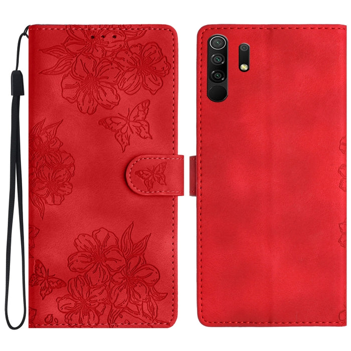 Funda para teléfono de PU con relieve de piel de mariposa y diseño de flor de cerezo, For Xiaomi Redmi 10, For Xiaomi Redmi Note 10 5G, For Xiaomi Redmi Note 10S, For Xiaomi Redmi Note 10 Pro Max, For Xiaomi Redmi Note 10 Pro, For Xiaomi Redmi Note 10 ...