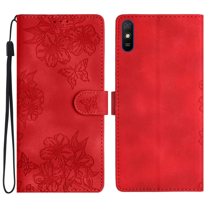 Funda para teléfono de PU con relieve de piel de mariposa y diseño de flor de cerezo, For Xiaomi Redmi 10, For Xiaomi Redmi Note 10 5G, For Xiaomi Redmi Note 10S, For Xiaomi Redmi Note 10 Pro Max, For Xiaomi Redmi Note 10 Pro, For Xiaomi Redmi Note 10 ...