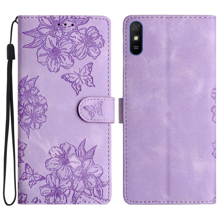 Funda para teléfono de PU con relieve de piel de mariposa y diseño de flor de cerezo, For Xiaomi Redmi 10, For Xiaomi Redmi Note 10 5G, For Xiaomi Redmi Note 10S, For Xiaomi Redmi Note 10 Pro Max, For Xiaomi Redmi Note 10 Pro, For Xiaomi Redmi Note 10 ...