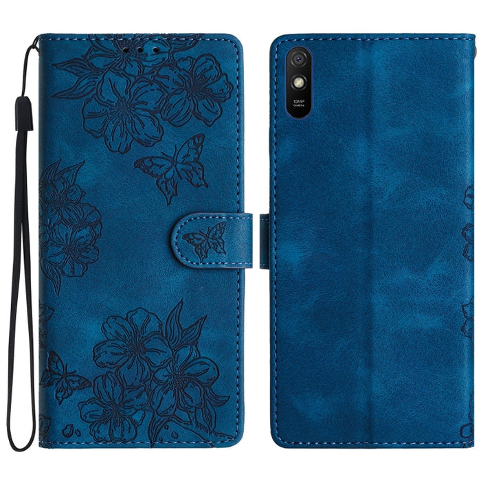 Funda para teléfono de PU con relieve de piel de mariposa y diseño de flor de cerezo, For Xiaomi Redmi 10, For Xiaomi Redmi Note 10 5G, For Xiaomi Redmi Note 10S, For Xiaomi Redmi Note 10 Pro Max, For Xiaomi Redmi Note 10 Pro, For Xiaomi Redmi Note 10 ...