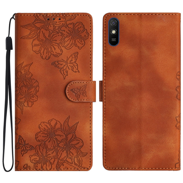 Funda para teléfono de PU con relieve de piel de mariposa y diseño de flor de cerezo, For Xiaomi Redmi 10, For Xiaomi Redmi Note 10 5G, For Xiaomi Redmi Note 10S, For Xiaomi Redmi Note 10 Pro Max, For Xiaomi Redmi Note 10 Pro, For Xiaomi Redmi Note 10 ...