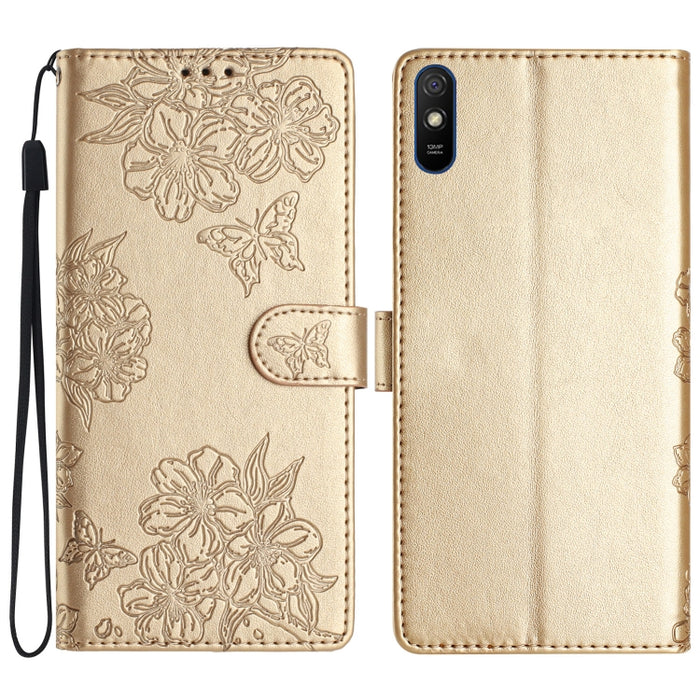 Funda para teléfono de PU con relieve de piel de mariposa y diseño de flor de cerezo, For Xiaomi Redmi 10, For Xiaomi Redmi Note 10 5G, For Xiaomi Redmi Note 10S, For Xiaomi Redmi Note 10 Pro Max, For Xiaomi Redmi Note 10 Pro, For Xiaomi Redmi Note 10 ...