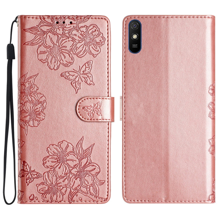 Funda para teléfono de PU con relieve de piel de mariposa y diseño de flor de cerezo, For Xiaomi Redmi 10, For Xiaomi Redmi Note 10 5G, For Xiaomi Redmi Note 10S, For Xiaomi Redmi Note 10 Pro Max, For Xiaomi Redmi Note 10 Pro, For Xiaomi Redmi Note 10 ...