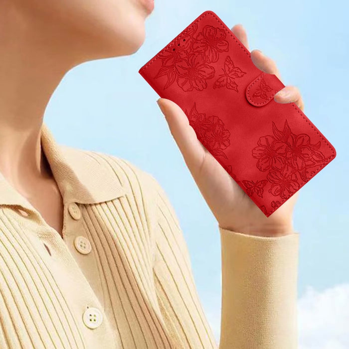 Funda para teléfono de PU con relieve de piel de mariposa y diseño de flor de cerezo, For Xiaomi Redmi 10, For Xiaomi Redmi Note 10 5G, For Xiaomi Redmi Note 10S, For Xiaomi Redmi Note 10 Pro Max, For Xiaomi Redmi Note 10 Pro, For Xiaomi Redmi Note 10 ...