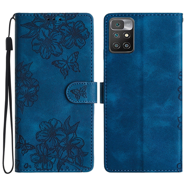 Funda para teléfono de PU con relieve de piel de mariposa y diseño de flor de cerezo, For Xiaomi Redmi 10, For Xiaomi Redmi Note 10 5G, For Xiaomi Redmi Note 10S, For Xiaomi Redmi Note 10 Pro Max, For Xiaomi Redmi Note 10 Pro, For Xiaomi Redmi Note 10 ...