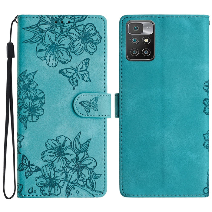 Funda para teléfono de PU con relieve de piel de mariposa y diseño de flor de cerezo, For Xiaomi Redmi 10, For Xiaomi Redmi Note 10 5G, For Xiaomi Redmi Note 10S, For Xiaomi Redmi Note 10 Pro Max, For Xiaomi Redmi Note 10 Pro, For Xiaomi Redmi Note 10 ...