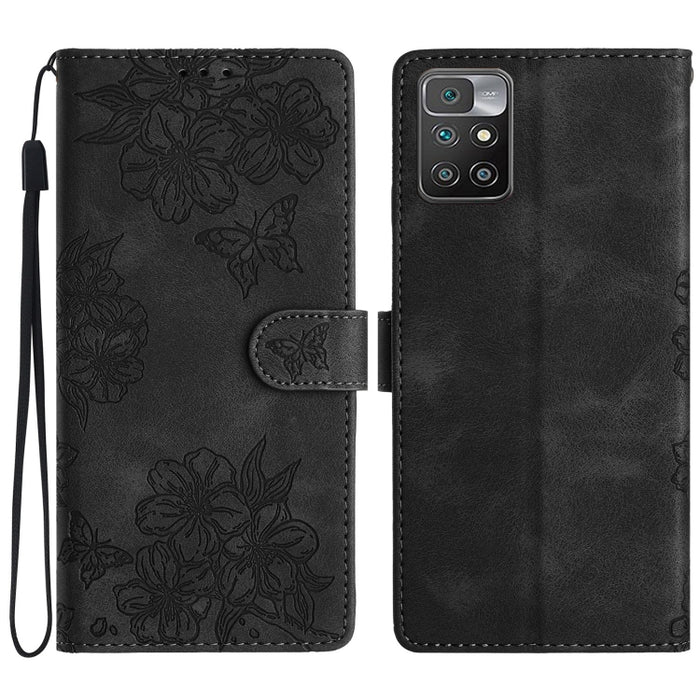 Funda para teléfono de PU con relieve de piel de mariposa y diseño de flor de cerezo, For Xiaomi Redmi 10, For Xiaomi Redmi Note 10 5G, For Xiaomi Redmi Note 10S, For Xiaomi Redmi Note 10 Pro Max, For Xiaomi Redmi Note 10 Pro, For Xiaomi Redmi Note 10 ...