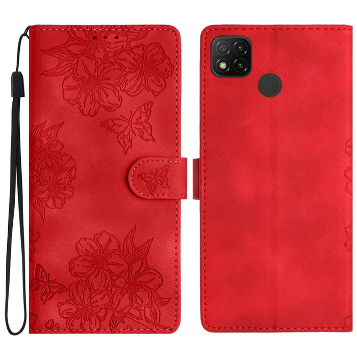 Funda para teléfono de PU con relieve de piel de mariposa y diseño de flor de cerezo, For Xiaomi Redmi 13C 4G Global, For Xiaomi Redmi 12, For Xiaomi Redmi Note 12S, For Xiaomi Redmi Note 12 Global, For Xiaomi Redmi Note 12 Pro Global, For Xiaomi Redmi...
