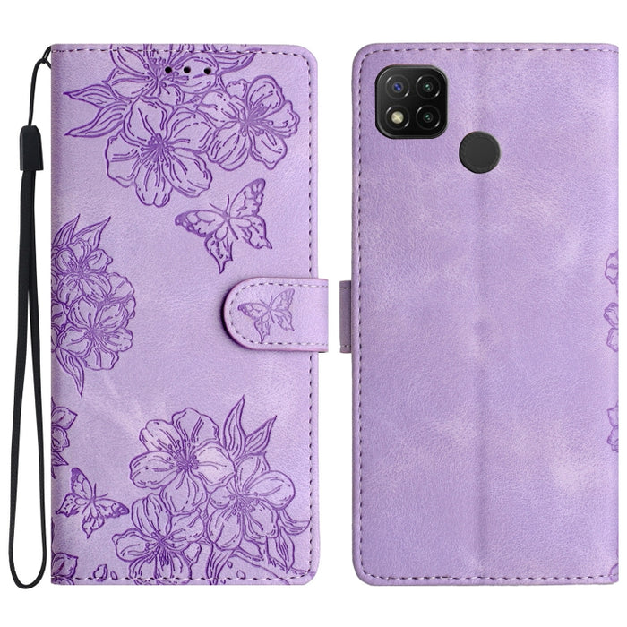 Funda para teléfono de PU con relieve de piel de mariposa y diseño de flor de cerezo, For Xiaomi Redmi 13C 4G Global, For Xiaomi Redmi 12, For Xiaomi Redmi Note 12S, For Xiaomi Redmi Note 12 Global, For Xiaomi Redmi Note 12 Pro Global, For Xiaomi Redmi...