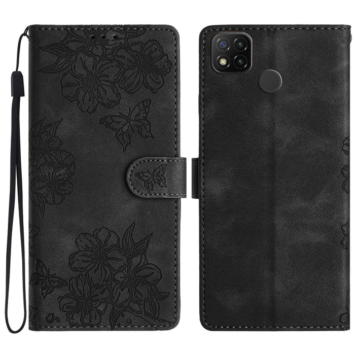 Funda para teléfono de PU con relieve de piel de mariposa y diseño de flor de cerezo, For Xiaomi Redmi 13C 4G Global, For Xiaomi Redmi 12, For Xiaomi Redmi Note 12S, For Xiaomi Redmi Note 12 Global, For Xiaomi Redmi Note 12 Pro Global, For Xiaomi Redmi...