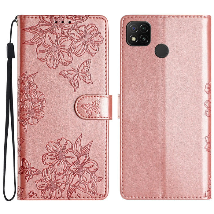 Funda para teléfono de PU con relieve de piel de mariposa y diseño de flor de cerezo, For Xiaomi Redmi 13C 4G Global, For Xiaomi Redmi 12, For Xiaomi Redmi Note 12S, For Xiaomi Redmi Note 12 Global, For Xiaomi Redmi Note 12 Pro Global, For Xiaomi Redmi...
