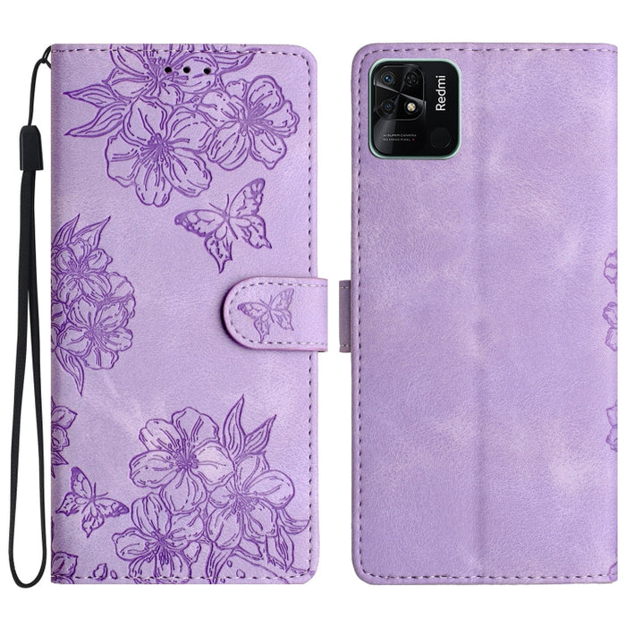 Funda para teléfono de PU con relieve de piel de mariposa y diseño de flor de cerezo, For Xiaomi Redmi 13C 4G Global, For Xiaomi Redmi 12, For Xiaomi Redmi Note 12S, For Xiaomi Redmi Note 12 Global, For Xiaomi Redmi Note 12 Pro Global, For Xiaomi Redmi...