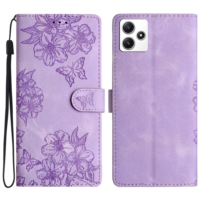 Funda para teléfono de PU con relieve de piel de mariposa y diseño de flor de cerezo, For Xiaomi Redmi 13C 4G Global, For Xiaomi Redmi 12, For Xiaomi Redmi Note 12S, For Xiaomi Redmi Note 12 Global, For Xiaomi Redmi Note 12 Pro Global, For Xiaomi Redmi...