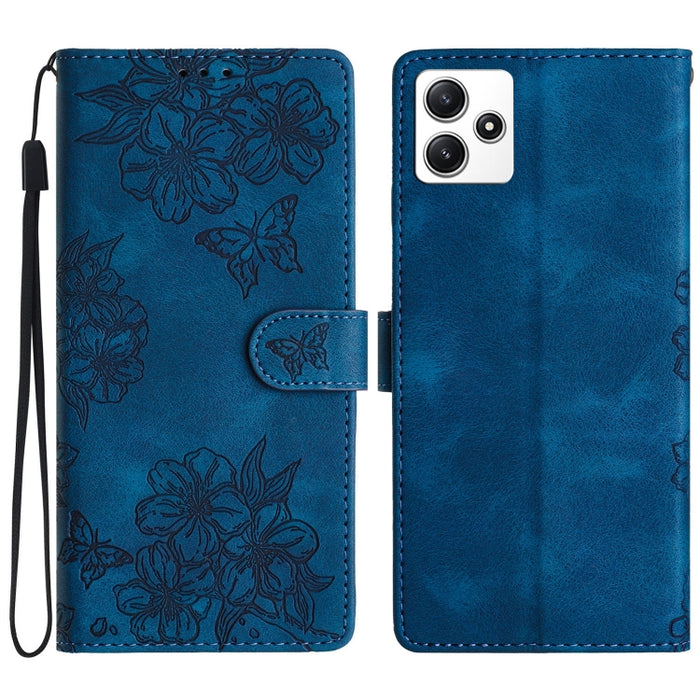 Funda para teléfono de PU con relieve de piel de mariposa y diseño de flor de cerezo, For Xiaomi Redmi 13C 4G Global, For Xiaomi Redmi 12, For Xiaomi Redmi Note 12S, For Xiaomi Redmi Note 12 Global, For Xiaomi Redmi Note 12 Pro Global, For Xiaomi Redmi...
