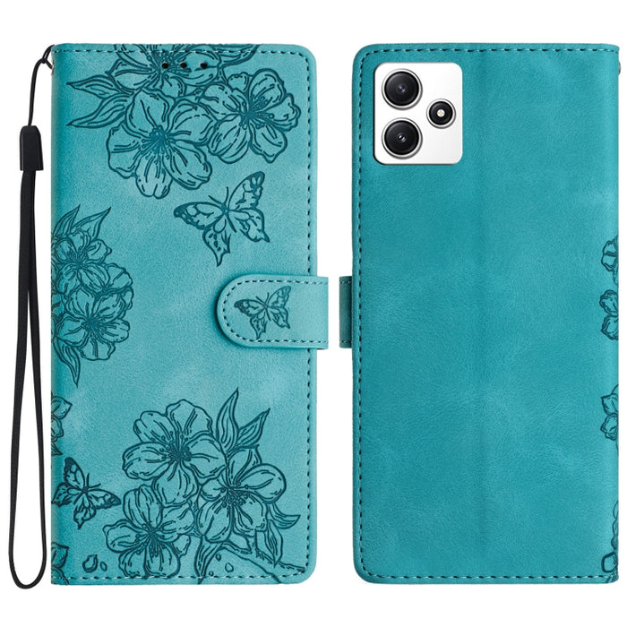 Funda para teléfono de PU con relieve de piel de mariposa y diseño de flor de cerezo, For Xiaomi Redmi 13C 4G Global, For Xiaomi Redmi 12, For Xiaomi Redmi Note 12S, For Xiaomi Redmi Note 12 Global, For Xiaomi Redmi Note 12 Pro Global, For Xiaomi Redmi...