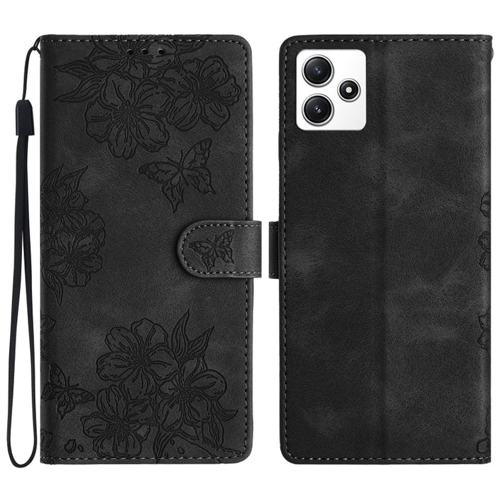 Funda para teléfono de PU con relieve de piel de mariposa y diseño de flor de cerezo, For Xiaomi Redmi 13C 4G Global, For Xiaomi Redmi 12, For Xiaomi Redmi Note 12S, For Xiaomi Redmi Note 12 Global, For Xiaomi Redmi Note 12 Pro Global, For Xiaomi Redmi...