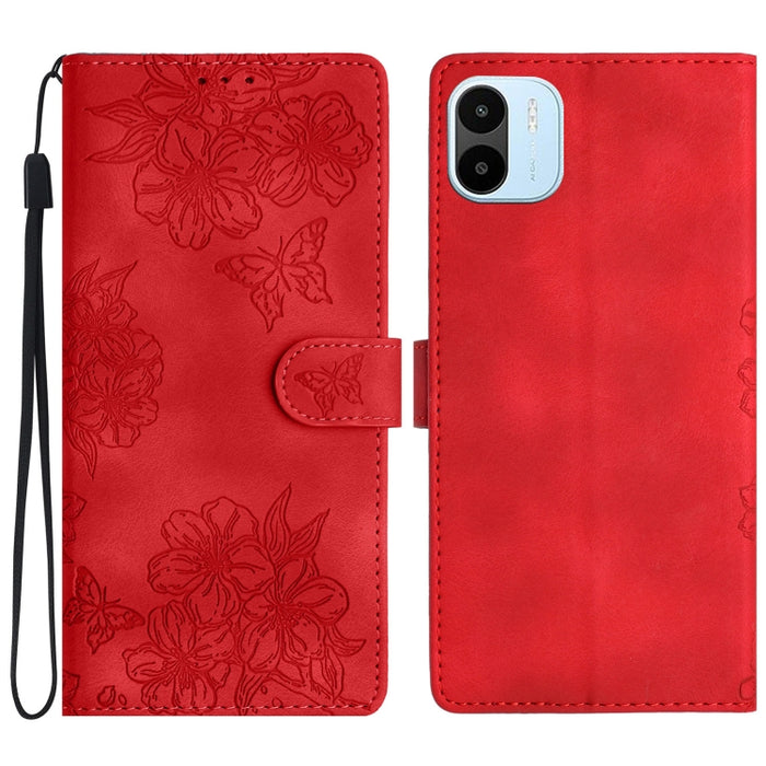 Funda para teléfono de PU con relieve de piel de mariposa y diseño de flor de cerezo, For Xiaomi Redmi 13C 4G Global, For Xiaomi Redmi 12, For Xiaomi Redmi Note 12S, For Xiaomi Redmi Note 12 Global, For Xiaomi Redmi Note 12 Pro Global, For Xiaomi Redmi...