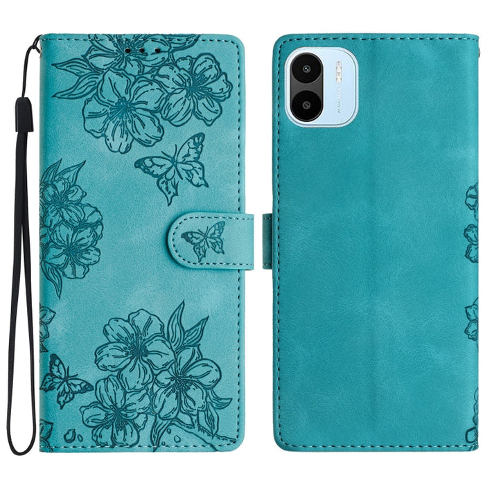 Funda para teléfono de PU con relieve de piel de mariposa y diseño de flor de cerezo, For Xiaomi Redmi 13C 4G Global, For Xiaomi Redmi 12, For Xiaomi Redmi Note 12S, For Xiaomi Redmi Note 12 Global, For Xiaomi Redmi Note 12 Pro Global, For Xiaomi Redmi...