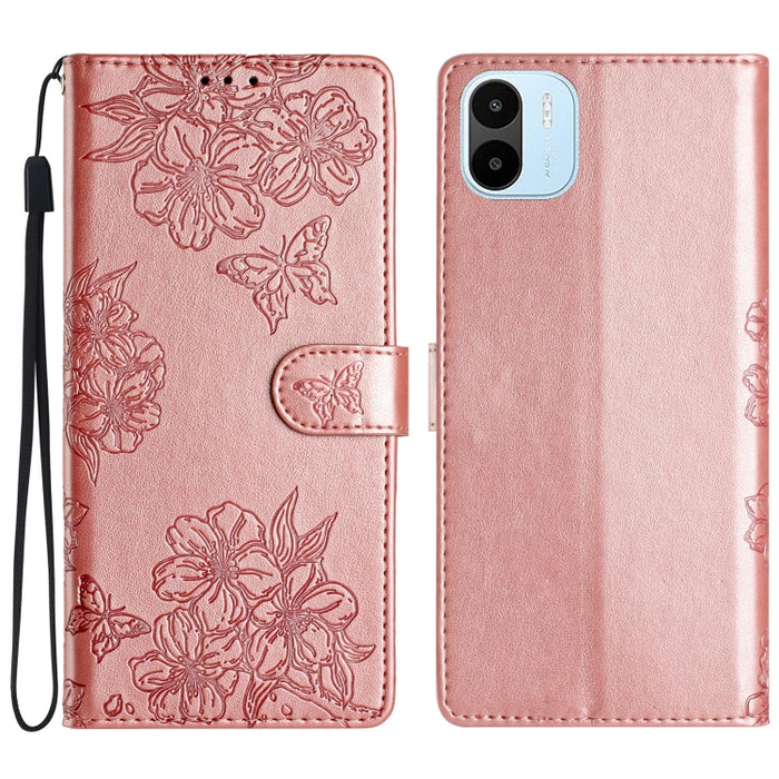 Funda para teléfono de PU con relieve de piel de mariposa y diseño de flor de cerezo, For Xiaomi Redmi 13C 4G Global, For Xiaomi Redmi 12, For Xiaomi Redmi Note 12S, For Xiaomi Redmi Note 12 Global, For Xiaomi Redmi Note 12 Pro Global, For Xiaomi Redmi...
