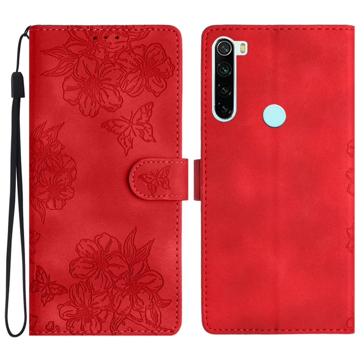 Funda para teléfono de PU con relieve de piel de mariposa y diseño de flor de cerezo, For Xiaomi Redmi 10, For Xiaomi Redmi Note 10 5G, For Xiaomi Redmi Note 10S, For Xiaomi Redmi Note 10 Pro Max, For Xiaomi Redmi Note 10 Pro, For Xiaomi Redmi Note 10 ...