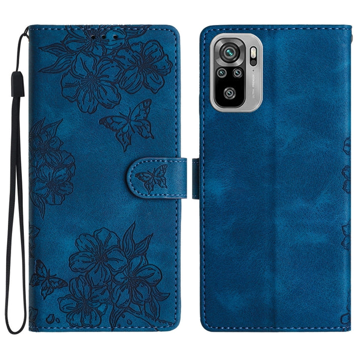 Funda para teléfono de PU con relieve de piel de mariposa y diseño de flor de cerezo, For Xiaomi Redmi 10, For Xiaomi Redmi Note 10 5G, For Xiaomi Redmi Note 10S, For Xiaomi Redmi Note 10 Pro Max, For Xiaomi Redmi Note 10 Pro, For Xiaomi Redmi Note 10 ...