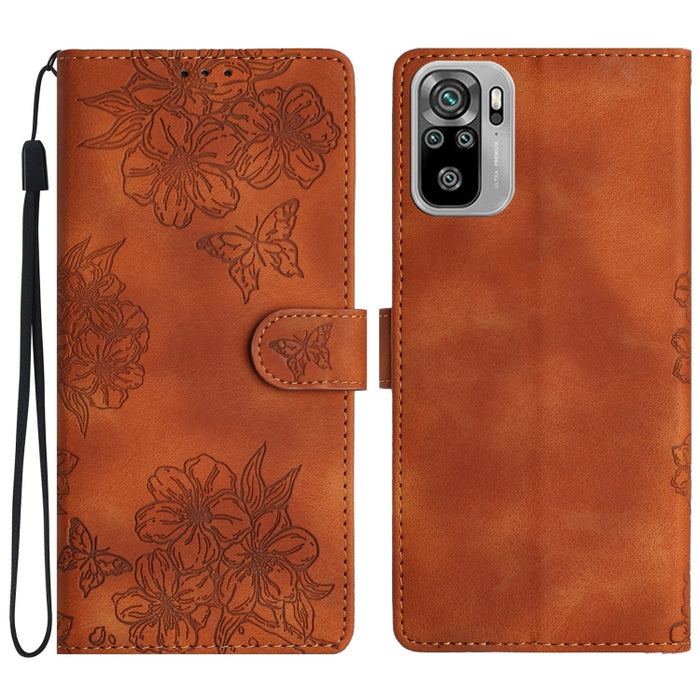Funda para teléfono de PU con relieve de piel de mariposa y diseño de flor de cerezo, For Xiaomi Redmi 10, For Xiaomi Redmi Note 10 5G, For Xiaomi Redmi Note 10S, For Xiaomi Redmi Note 10 Pro Max, For Xiaomi Redmi Note 10 Pro, For Xiaomi Redmi Note 10 ...