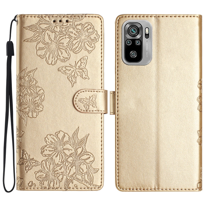 Funda para teléfono de PU con relieve de piel de mariposa y diseño de flor de cerezo, For Xiaomi Redmi 10, For Xiaomi Redmi Note 10 5G, For Xiaomi Redmi Note 10S, For Xiaomi Redmi Note 10 Pro Max, For Xiaomi Redmi Note 10 Pro, For Xiaomi Redmi Note 10 ...