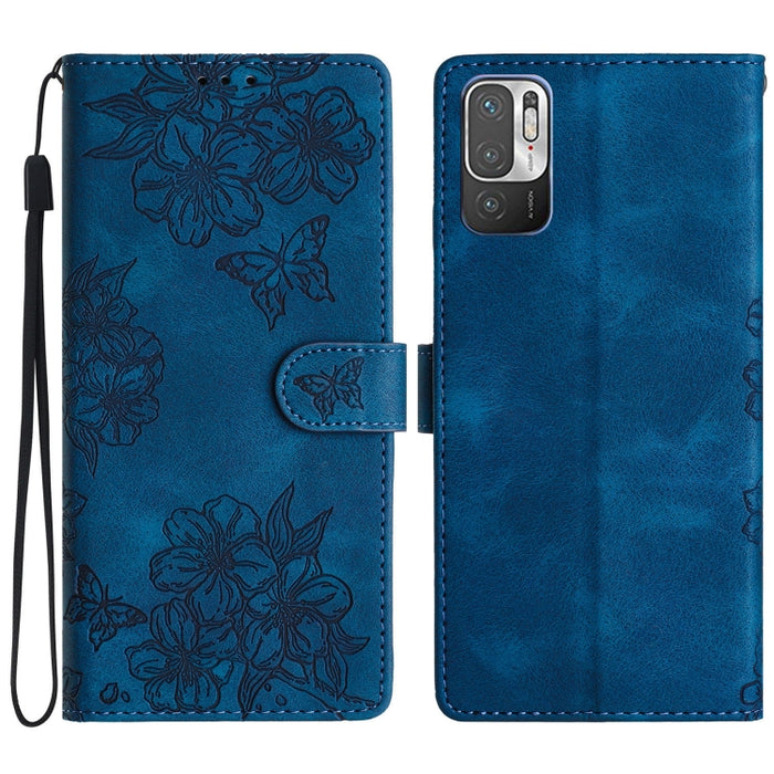 Funda para teléfono de PU con relieve de piel de mariposa y diseño de flor de cerezo, For Xiaomi Redmi 10, For Xiaomi Redmi Note 10 5G, For Xiaomi Redmi Note 10S, For Xiaomi Redmi Note 10 Pro Max, For Xiaomi Redmi Note 10 Pro, For Xiaomi Redmi Note 10 ...