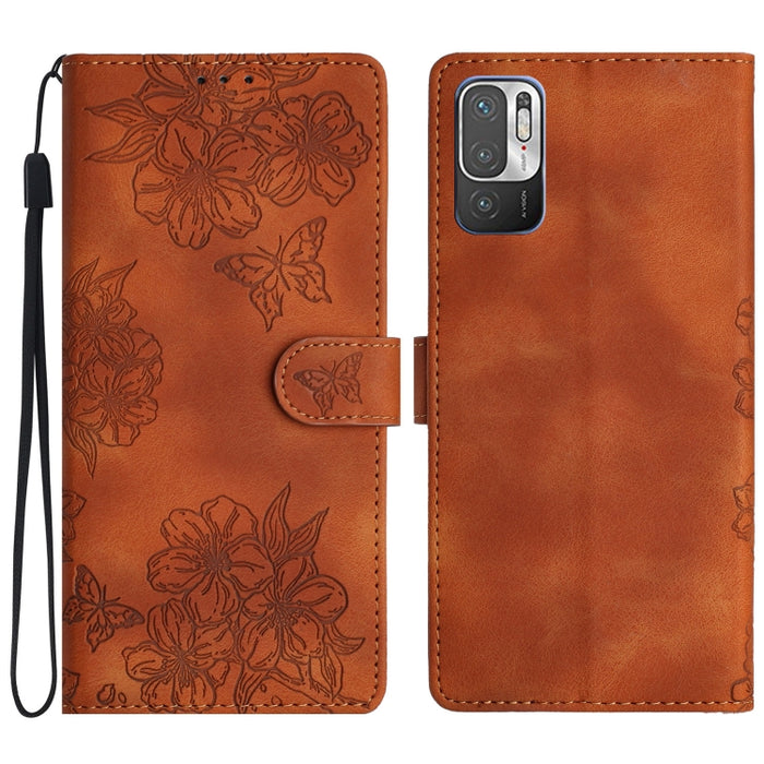 Funda para teléfono de PU con relieve de piel de mariposa y diseño de flor de cerezo, For Xiaomi Redmi 10, For Xiaomi Redmi Note 10 5G, For Xiaomi Redmi Note 10S, For Xiaomi Redmi Note 10 Pro Max, For Xiaomi Redmi Note 10 Pro, For Xiaomi Redmi Note 10 ...