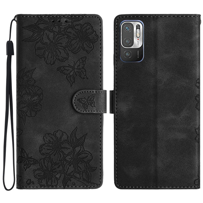 Funda para teléfono de PU con relieve de piel de mariposa y diseño de flor de cerezo, For Xiaomi Redmi 10, For Xiaomi Redmi Note 10 5G, For Xiaomi Redmi Note 10S, For Xiaomi Redmi Note 10 Pro Max, For Xiaomi Redmi Note 10 Pro, For Xiaomi Redmi Note 10 ...