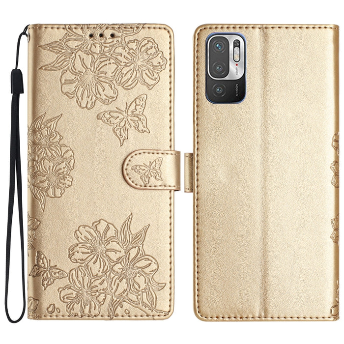 Funda para teléfono de PU con relieve de piel de mariposa y diseño de flor de cerezo, For Xiaomi Redmi 10, For Xiaomi Redmi Note 10 5G, For Xiaomi Redmi Note 10S, For Xiaomi Redmi Note 10 Pro Max, For Xiaomi Redmi Note 10 Pro, For Xiaomi Redmi Note 10 ...