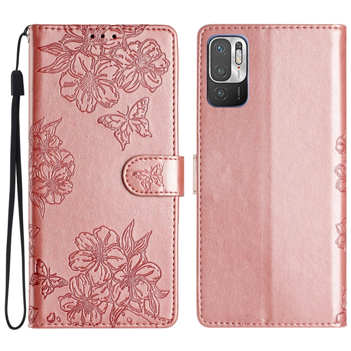 Funda para teléfono de PU con relieve de piel de mariposa y diseño de flor de cerezo, For Xiaomi Redmi 10, For Xiaomi Redmi Note 10 5G, For Xiaomi Redmi Note 10S, For Xiaomi Redmi Note 10 Pro Max, For Xiaomi Redmi Note 10 Pro, For Xiaomi Redmi Note 10 ...