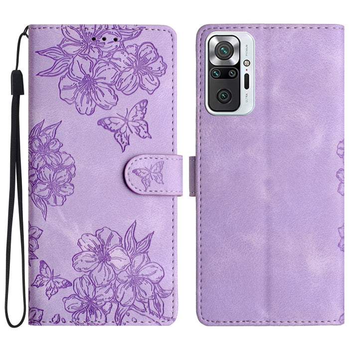 Funda para teléfono de PU con relieve de piel de mariposa y diseño de flor de cerezo, For Xiaomi Redmi 10, For Xiaomi Redmi Note 10 5G, For Xiaomi Redmi Note 10S, For Xiaomi Redmi Note 10 Pro Max, For Xiaomi Redmi Note 10 Pro, For Xiaomi Redmi Note 10 ...