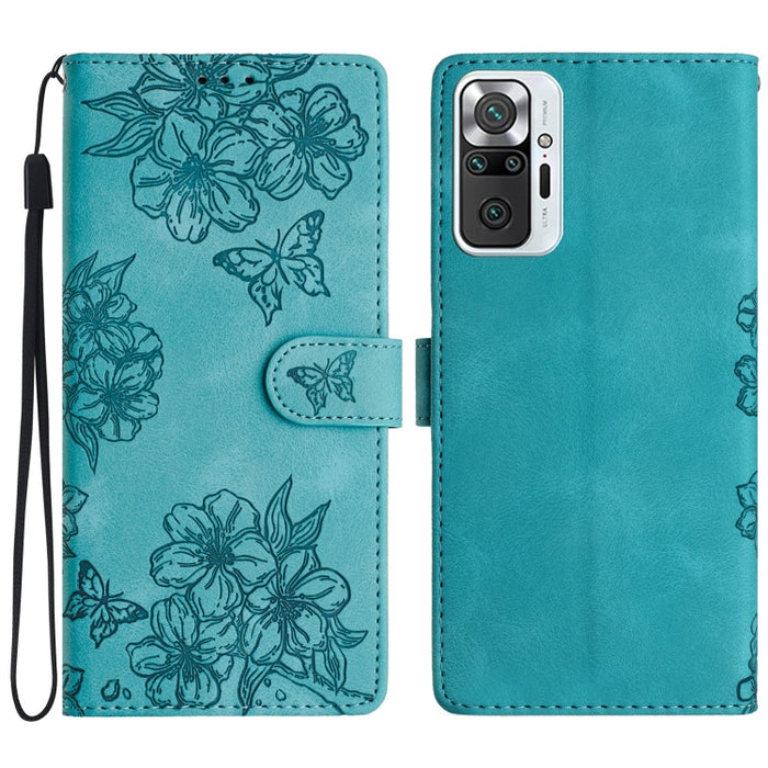 Funda para teléfono de PU con relieve de piel de mariposa y diseño de flor de cerezo, For Xiaomi Redmi 10, For Xiaomi Redmi Note 10 5G, For Xiaomi Redmi Note 10S, For Xiaomi Redmi Note 10 Pro Max, For Xiaomi Redmi Note 10 Pro, For Xiaomi Redmi Note 10 ...