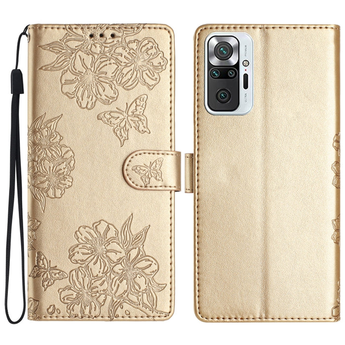 Funda para teléfono de PU con relieve de piel de mariposa y diseño de flor de cerezo, For Xiaomi Redmi 10, For Xiaomi Redmi Note 10 5G, For Xiaomi Redmi Note 10S, For Xiaomi Redmi Note 10 Pro Max, For Xiaomi Redmi Note 10 Pro, For Xiaomi Redmi Note 10 ...