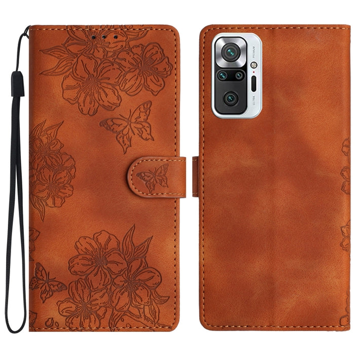 Funda para teléfono de PU con relieve de piel de mariposa y diseño de flor de cerezo, For Xiaomi Redmi 10, For Xiaomi Redmi Note 10 5G, For Xiaomi Redmi Note 10S, For Xiaomi Redmi Note 10 Pro Max, For Xiaomi Redmi Note 10 Pro, For Xiaomi Redmi Note 10 ...