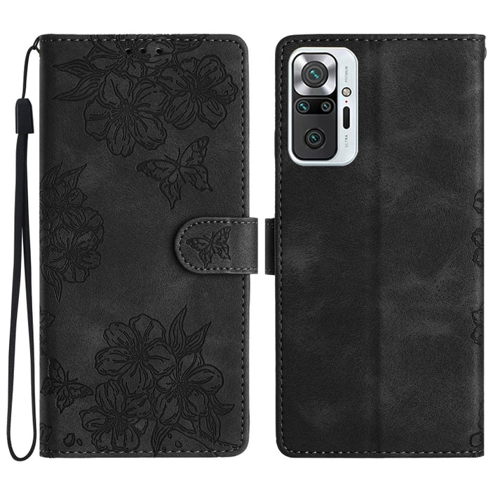 Funda para teléfono de PU con relieve de piel de mariposa y diseño de flor de cerezo, For Xiaomi Redmi 10, For Xiaomi Redmi Note 10 5G, For Xiaomi Redmi Note 10S, For Xiaomi Redmi Note 10 Pro Max, For Xiaomi Redmi Note 10 Pro, For Xiaomi Redmi Note 10 ...