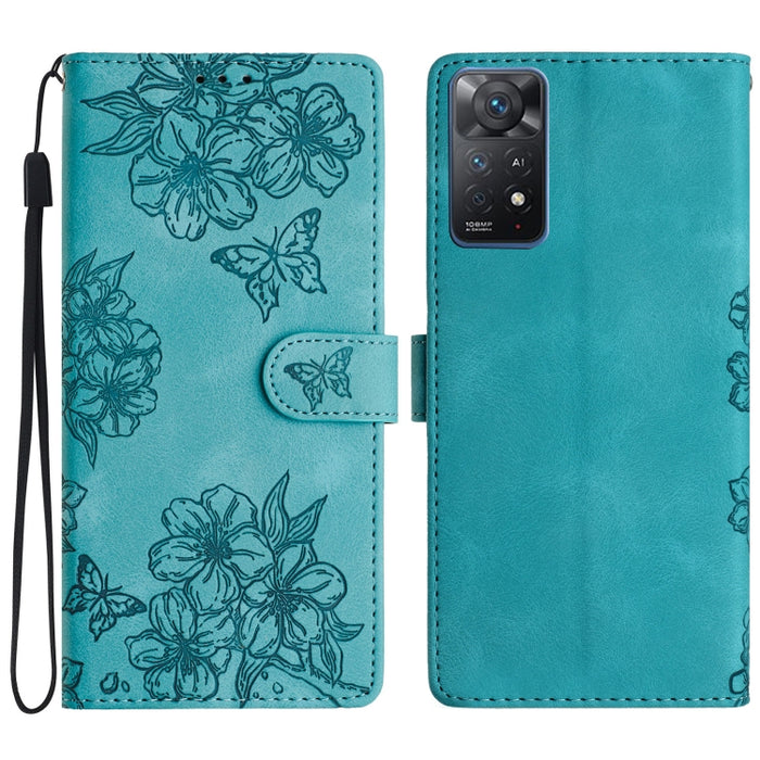 Funda para teléfono de PU con relieve de piel de mariposa y diseño de flor de cerezo, For Xiaomi Redmi 13C 4G Global, For Xiaomi Redmi 12, For Xiaomi Redmi Note 12S, For Xiaomi Redmi Note 12 Global, For Xiaomi Redmi Note 12 Pro Global, For Xiaomi Redmi...
