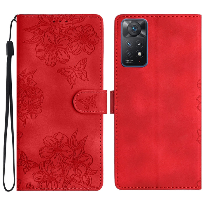 Funda para teléfono de PU con relieve de piel de mariposa y diseño de flor de cerezo, For Xiaomi Redmi 13C 4G Global, For Xiaomi Redmi 12, For Xiaomi Redmi Note 12S, For Xiaomi Redmi Note 12 Global, For Xiaomi Redmi Note 12 Pro Global, For Xiaomi Redmi...