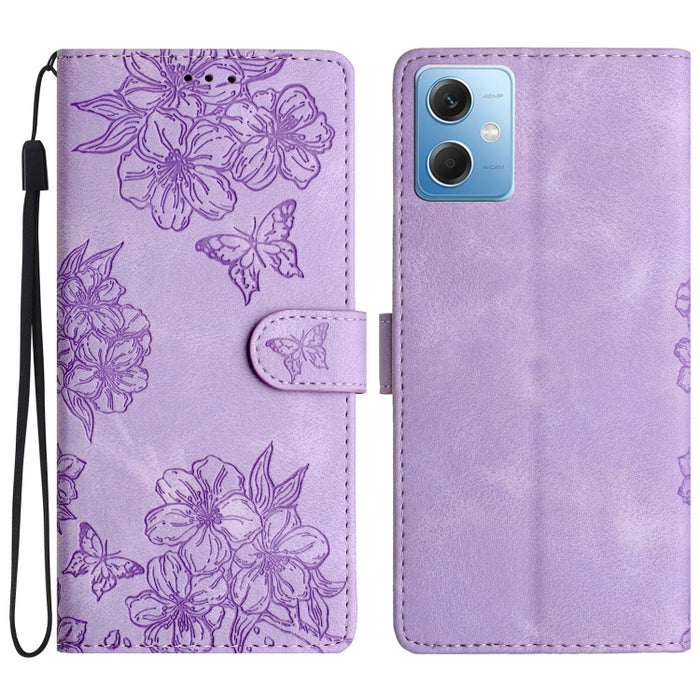 Funda para teléfono de PU con relieve de piel de mariposa y diseño de flor de cerezo, For Xiaomi Redmi 13C 4G Global, For Xiaomi Redmi 12, For Xiaomi Redmi Note 12S, For Xiaomi Redmi Note 12 Global, For Xiaomi Redmi Note 12 Pro Global, For Xiaomi Redmi...