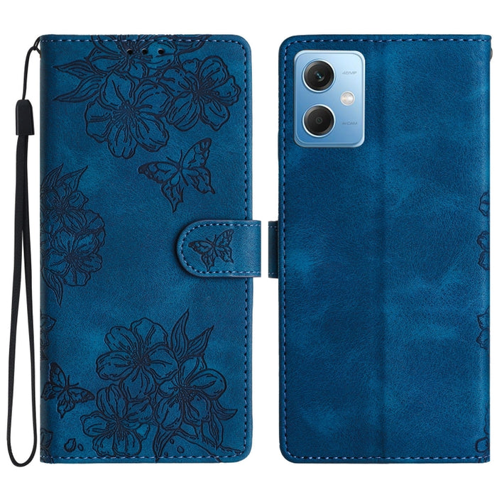 Funda para teléfono de PU con relieve de piel de mariposa y diseño de flor de cerezo, For Xiaomi Redmi 13C 4G Global, For Xiaomi Redmi 12, For Xiaomi Redmi Note 12S, For Xiaomi Redmi Note 12 Global, For Xiaomi Redmi Note 12 Pro Global, For Xiaomi Redmi...