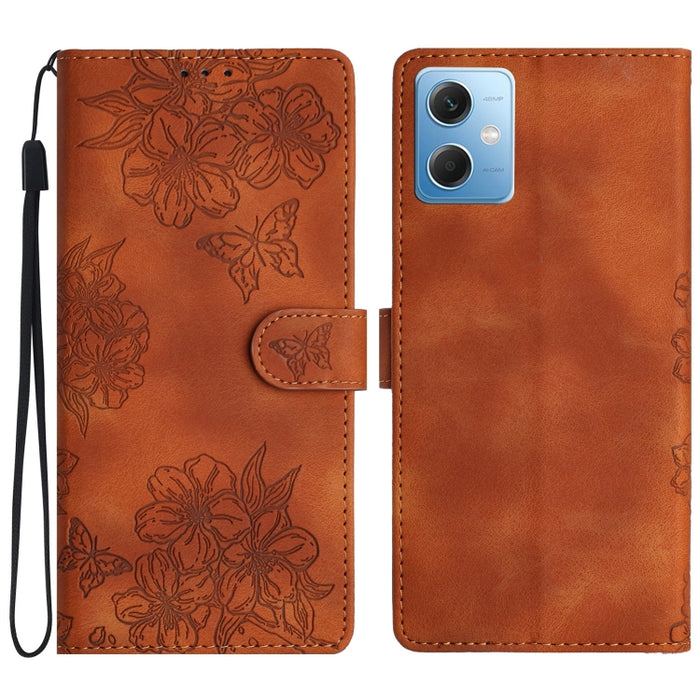 Funda para teléfono de PU con relieve de piel de mariposa y diseño de flor de cerezo, For Xiaomi Redmi 13C 4G Global, For Xiaomi Redmi 12, For Xiaomi Redmi Note 12S, For Xiaomi Redmi Note 12 Global, For Xiaomi Redmi Note 12 Pro Global, For Xiaomi Redmi...
