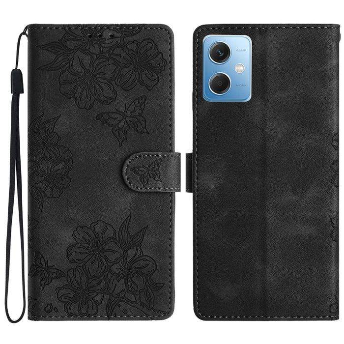 Funda para teléfono de PU con relieve de piel de mariposa y diseño de flor de cerezo, For Xiaomi Redmi 13C 4G Global, For Xiaomi Redmi 12, For Xiaomi Redmi Note 12S, For Xiaomi Redmi Note 12 Global, For Xiaomi Redmi Note 12 Pro Global, For Xiaomi Redmi...